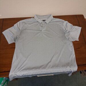 PGA Tour Golf Shirt, Grey and White Striped, XL